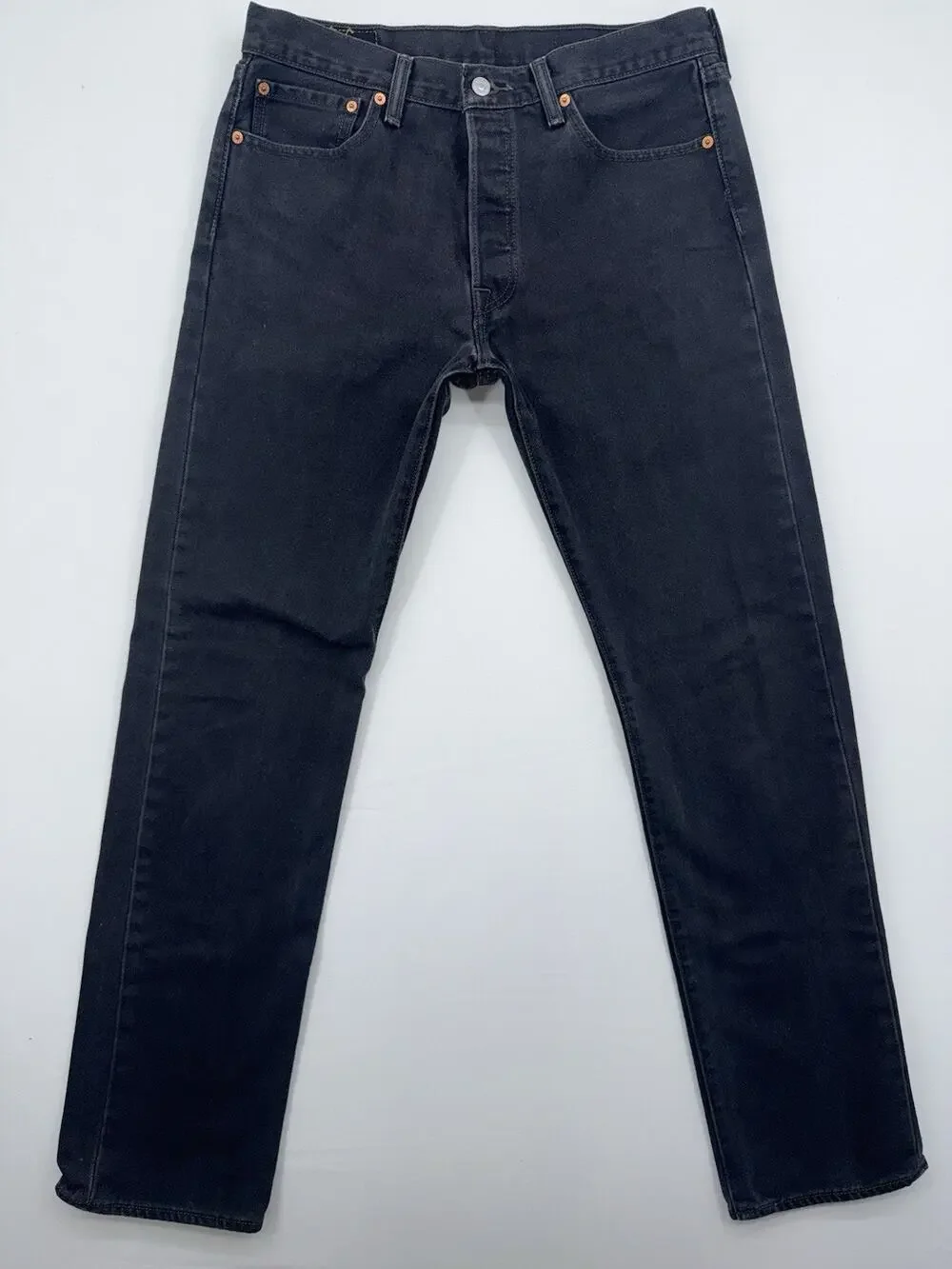 LEVIS 501 Original Fit Straight Leg Button Fly Mens Cotton Jeans Black 33x34